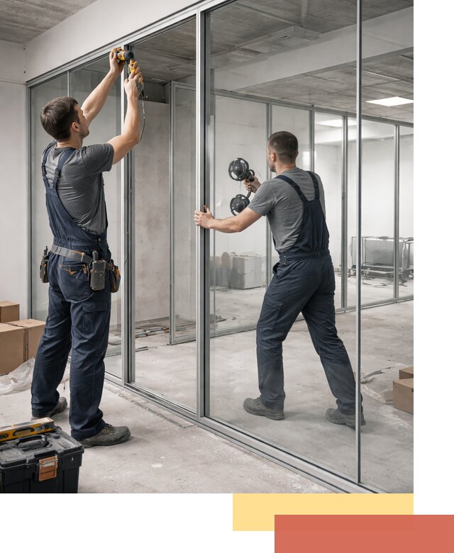 Алюминиевые перегородки со стеклом в Кольчугино — изготовление и монтаж