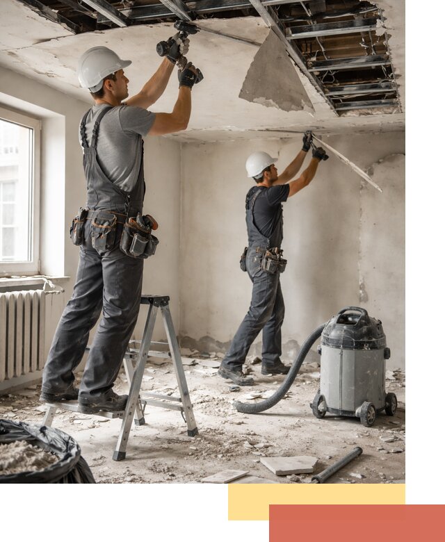 Демонтаж гипсокартонного потолка в Кольчугино быстро и аккуратно