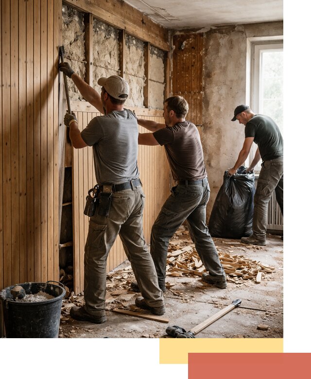 Демонтаж вагонки и вывоз материалов в Кольчугино