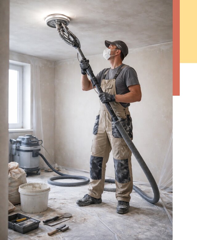 Шлифовка потолка в Кольчугино от 3560 руб. — услуги шлифования потолка | ОТДЕЛОЧНИК-Кль