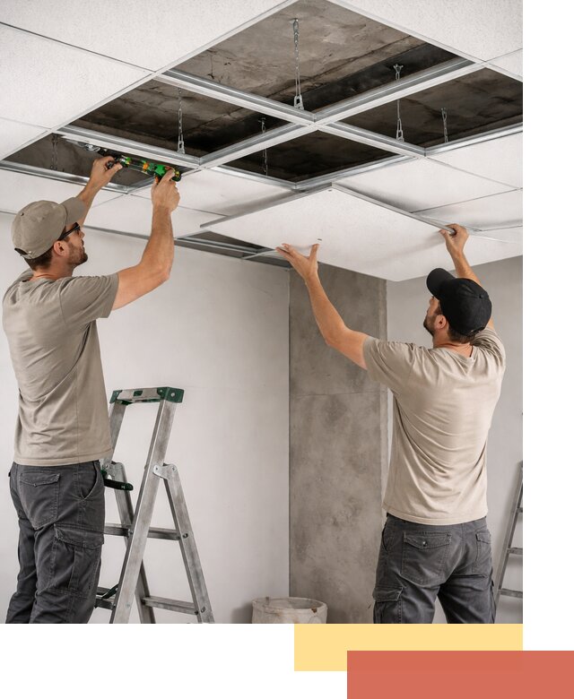 Монтаж потолка Армстронг под ключ в Кольчугино