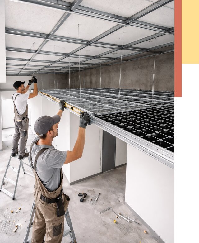 Монтаж потолка грильято в Кольчугино от 458 руб./м² — быстрая сборка под ключ | ОТДЕЛОЧНИК-Кль