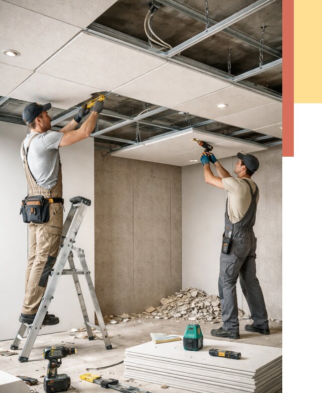 Монтаж акустического потолка в Кольчугино от 6611 руб/м2 — быстро и недорого | ОТДЕЛОЧНИК-Кль