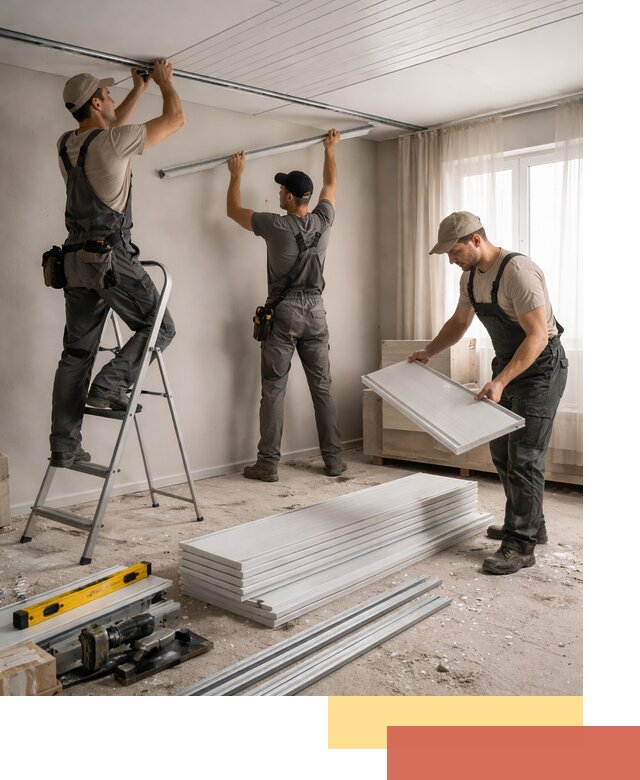 Монтаж потолка из ПВХ панелей в Кольчугино оперативно и качественно