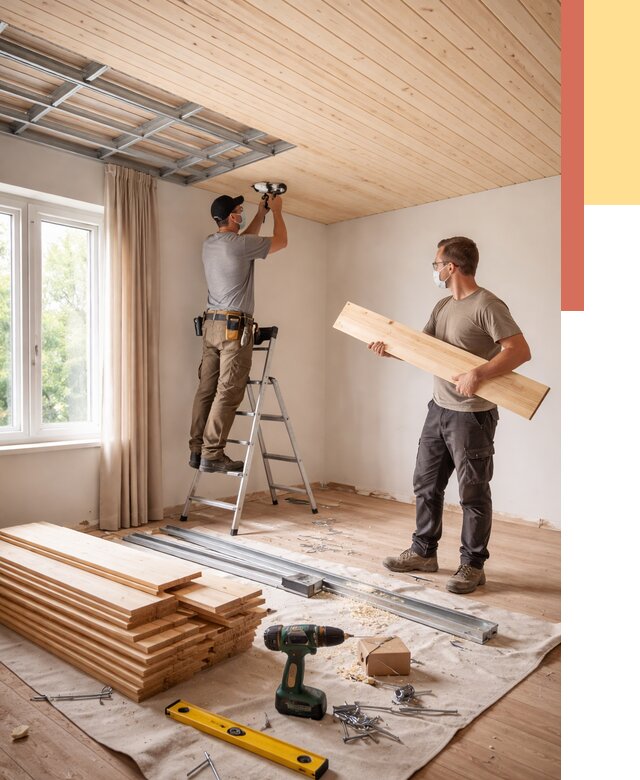 Монтаж потолка из вагонки в Кольчугино от 6611 руб. | Быстро и недорого — ОТДЕЛОЧНИК-Кль