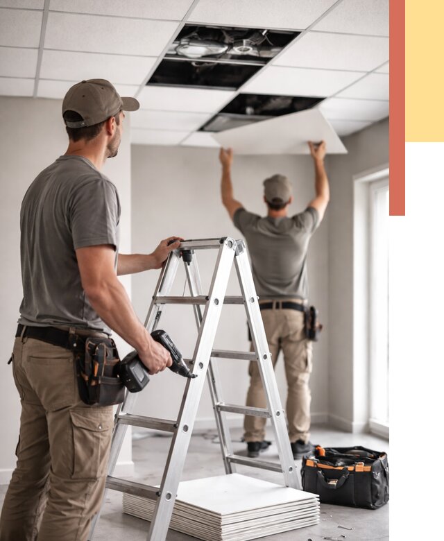 Обслуживание подвесного потолка в Кольчугино от 3560 руб. — быстро и недорого | ОТДЕЛОЧНИК-Кль