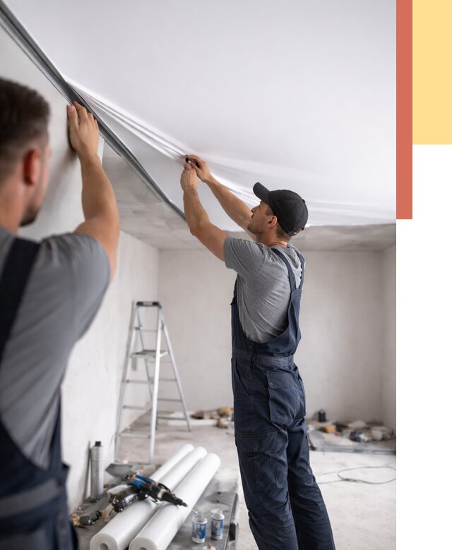 Монтаж матового натяжного потолка в Кольчугино от 4577 руб./м² — быстро и недорого | ОТДЕЛОЧНИК-Кль