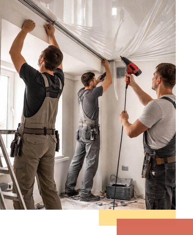 Монтаж глянцевого натяжного потолка в Кольчугино быстро и качественно