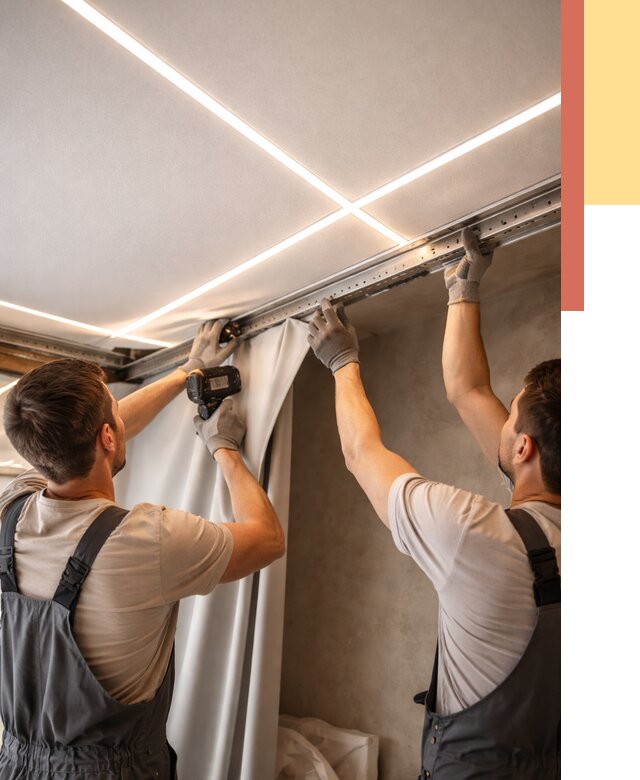 Монтаж натяжного потолка со световыми линиями в Кольчугино от 1221 руб. | ОТДЕЛОЧНИК-Кль