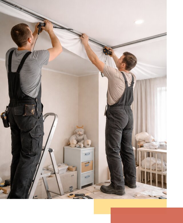 Монтаж натяжного потолка в детской комнате в Кольчугино