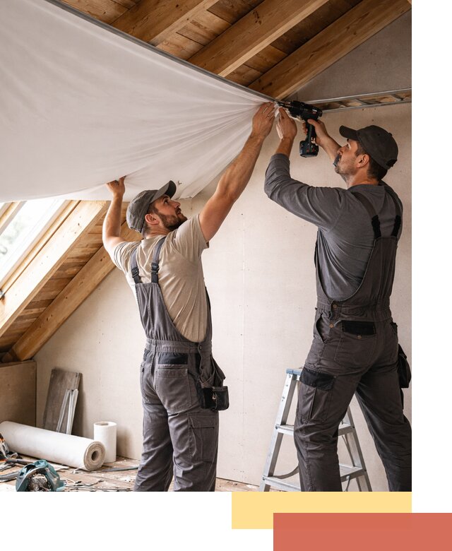 Монтаж натяжного потолка в мансарде в Кольчугино