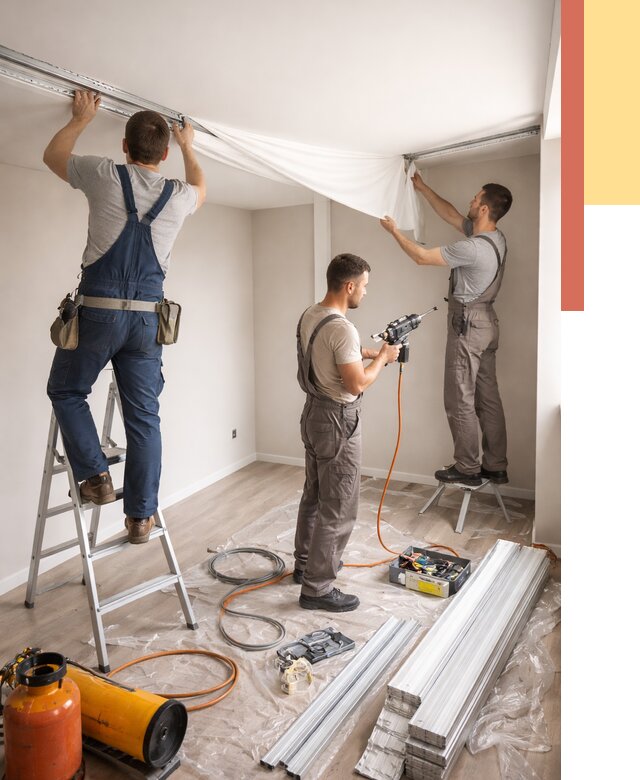 Монтаж натяжного потолка в студии в Кольчугино от 5594 руб. — быстро и недорого | ОТДЕЛОЧНИК-Кль