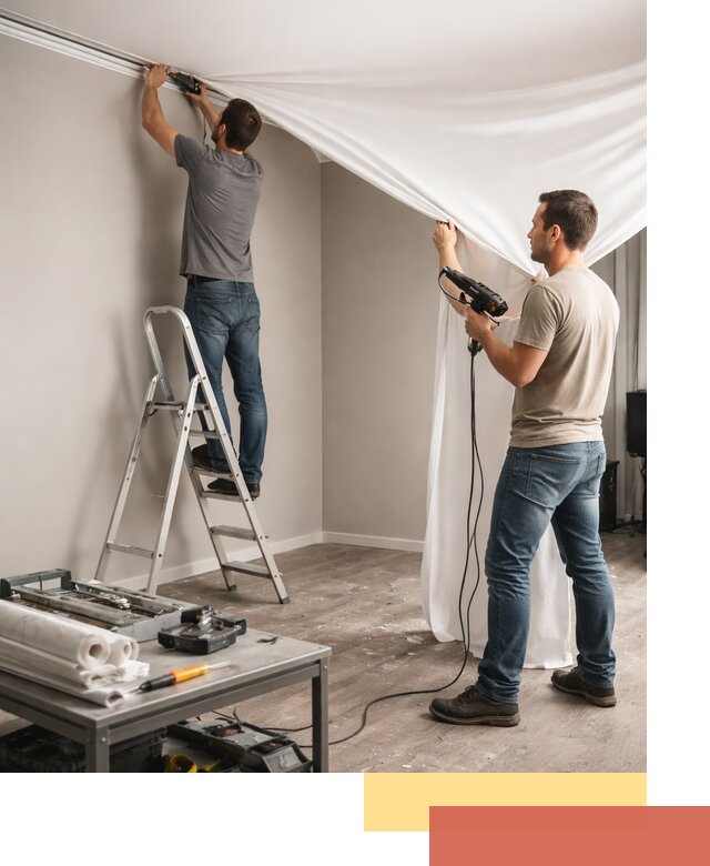 Монтаж натяжного потолка в студии в Кольчугино