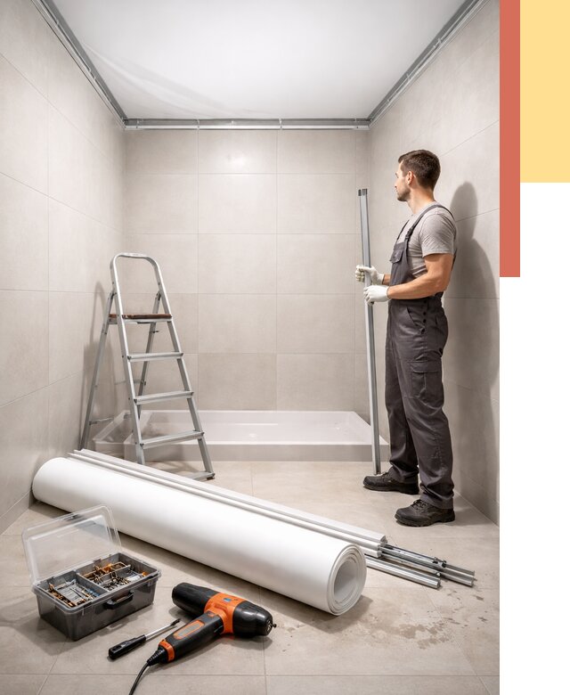 Монтаж натяжного потолка в санузле в Кольчугино от 1882 руб. — ОТДЕЛОЧНИК-Кль