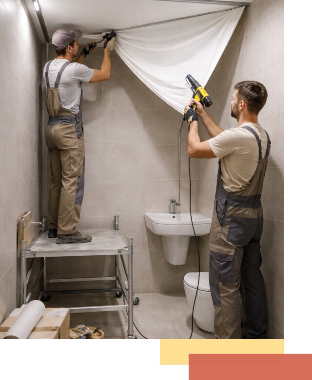 Монтаж натяжного потолка в санузле в Кольчугино