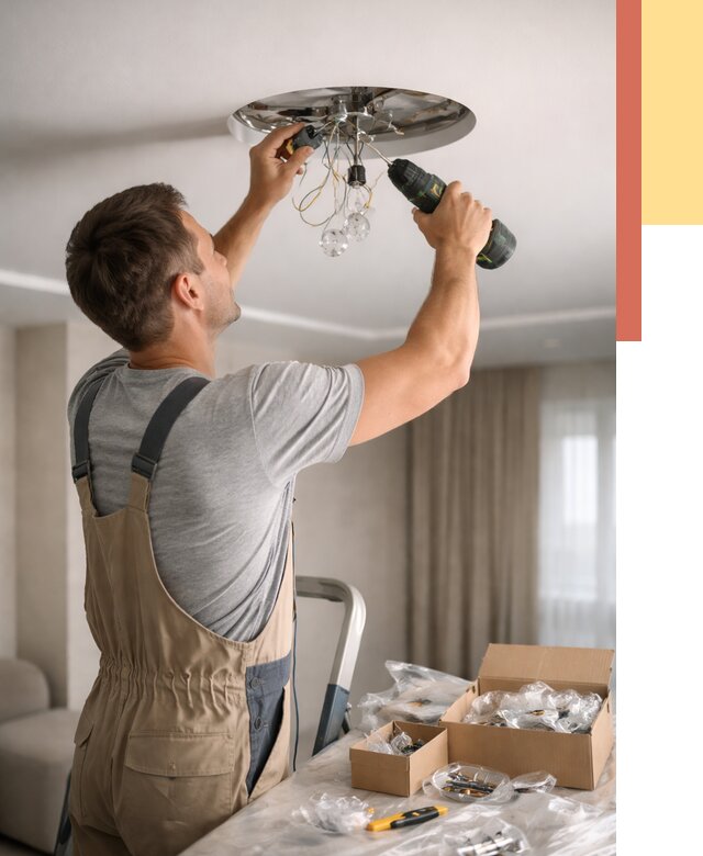 Установка люстры в натяжной потолок в Кольчугино от 1221 руб. | Быстро и недорого — ОТДЕЛОЧНИК-Кль