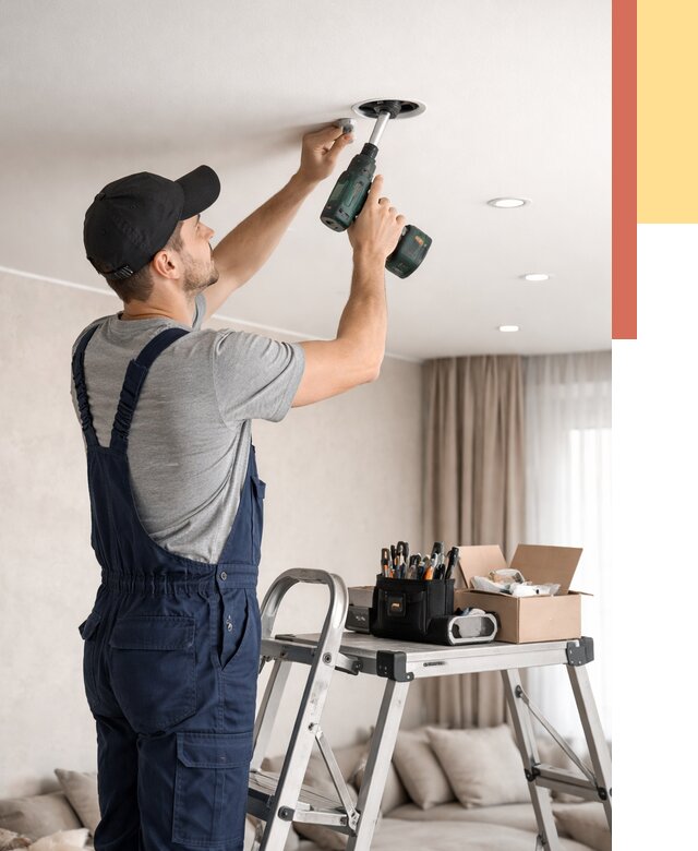 Установка и монтаж точечных светильников в натяжной потолок в Кольчугино от 1831 руб. | ОТДЕЛОЧНИК-Кль