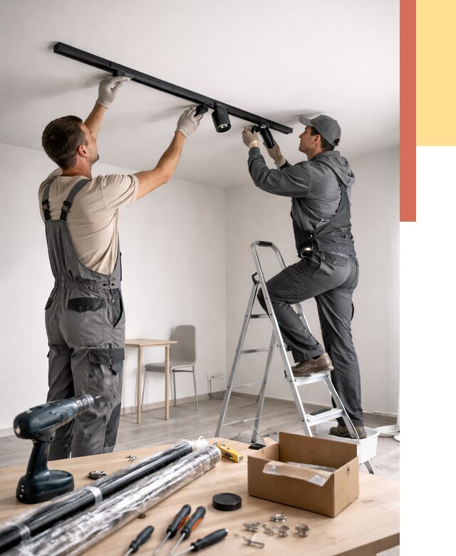 Установка трековых светильников в натяжной потолок в Кольчугино от 4272 руб. | ОТДЕЛОЧНИК-Кль