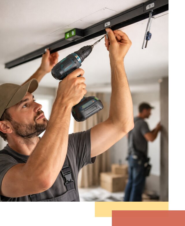 Установка трековых светильников в натяжной потолок в Кольчугино