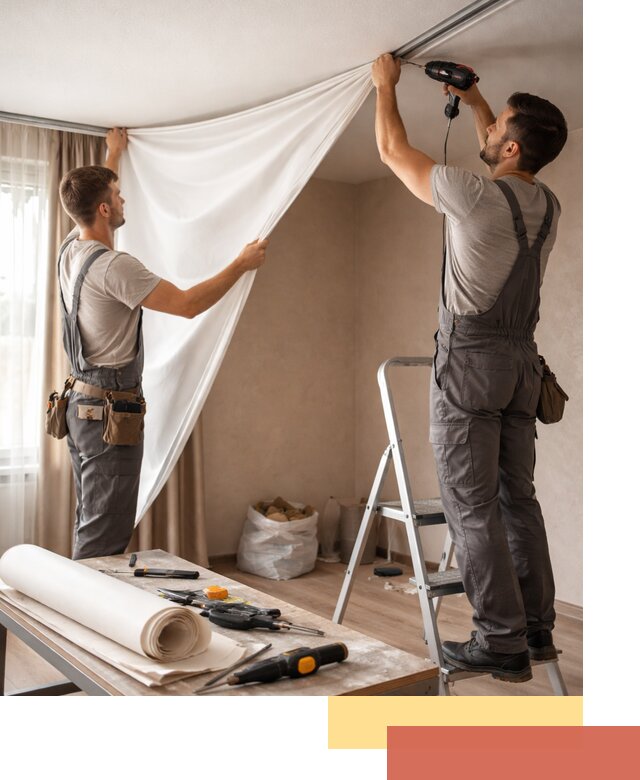 Замена полотна натяжного потолка в Кольчугино быстро и качественно