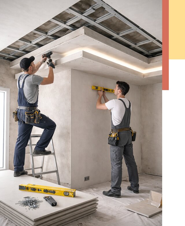 Двухуровневый потолок из гипсокартона в Кольчугино от 1475 руб. под ключ | ОТДЕЛОЧНИК-Кль