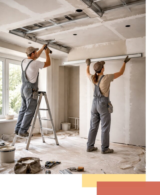 Монтаж многоуровневого потолка из гипсокартона в Кольчугино