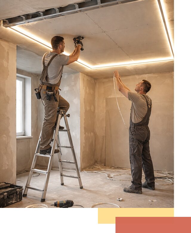 Потолок из гипсокартона с подсветкой в Кольчугино