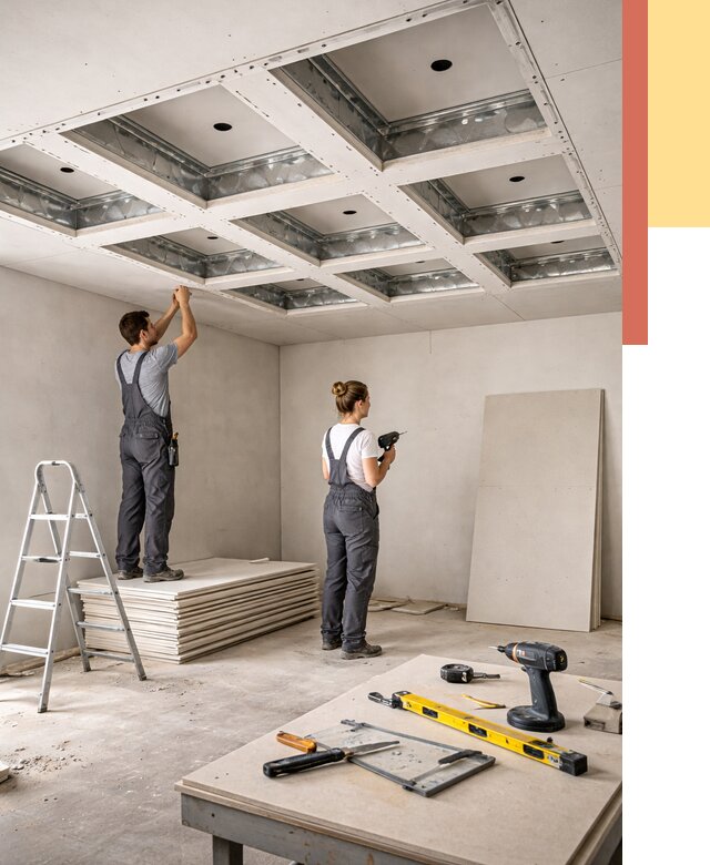 Кессонный потолок из гипсокартона в Кольчугино от 1882 руб. — монтаж и под ключ | ОТДЕЛОЧНИК-Кль