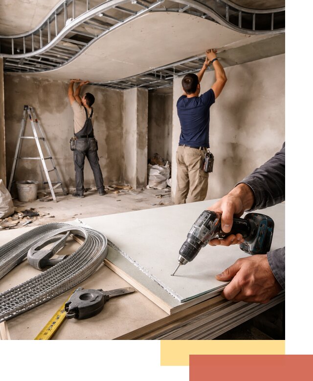 Криволинейный потолок из гипсокартона в Кольчугино — монтаж и отделка