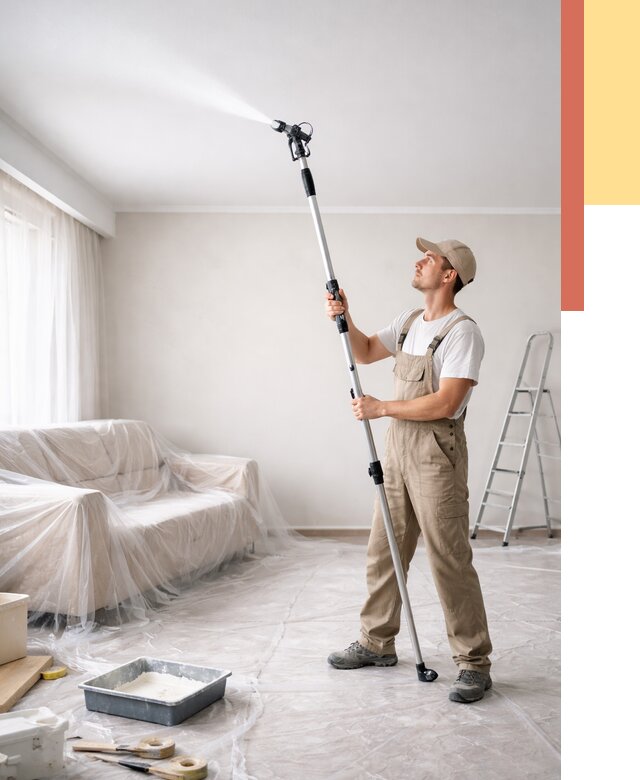 Покраска потолка краскопультом в Кольчугино от 4577 руб. быстро и недорого | ОТДЕЛОЧНИК-Кль