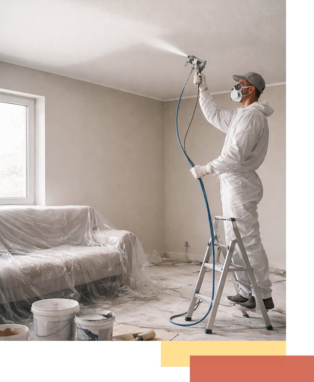 Покраска потолка краскопультом в Кольчугино быстро и качественно