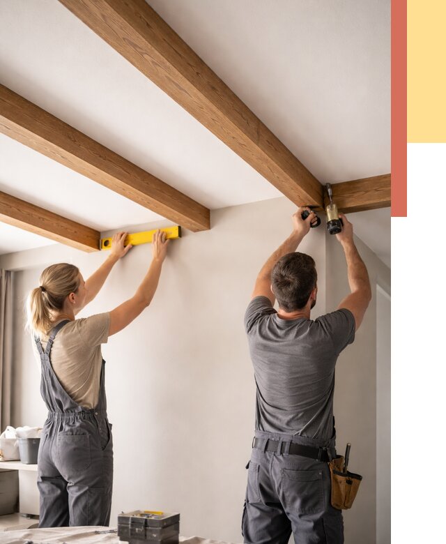 Монтаж декоративных балок на потолок в Кольчугино от 4272 руб. — ОТДЕЛОЧНИК-Кль