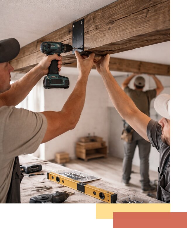 Монтаж декоративных потолочных балок в Кольчугино