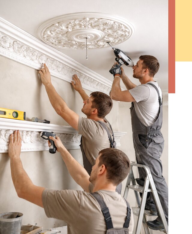 Монтаж лепнины на потолок в Кольчугино от 3255 руб. быстро и недорого | ОТДЕЛОЧНИК-Кль